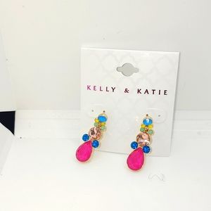 Kelly & Katie Gold Tone Colorful Gem Drop Dangle Post Earrings